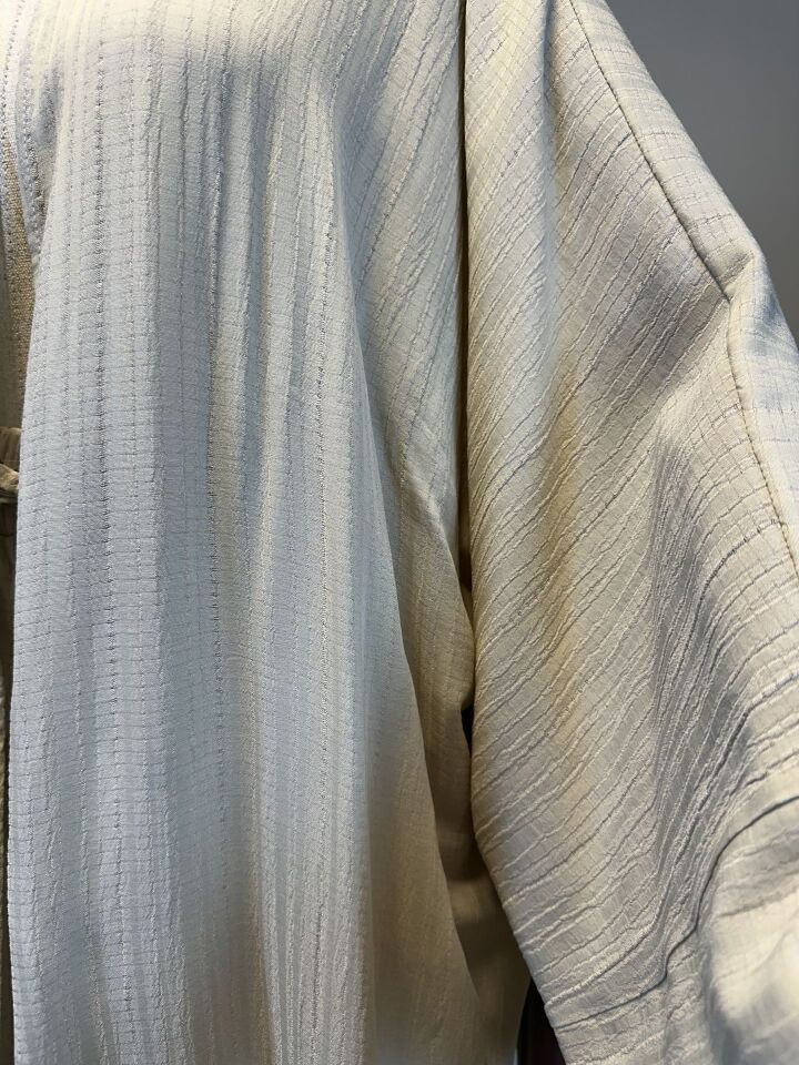 Velura Collection -  Dokulu Kimono Pantolonlu Takım - Ekru