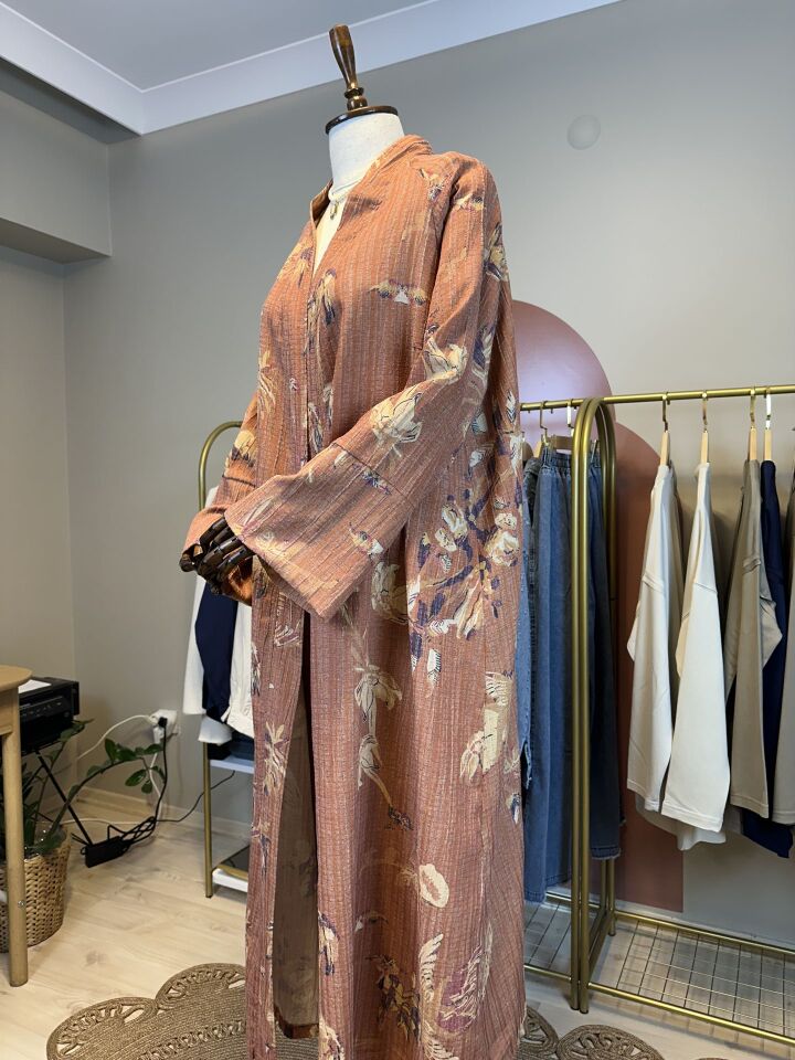 Desenli Kimono & Pantolon Takımı