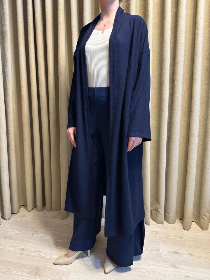 Velura Collection -  Salaş Kesim Uzun Kimono Hırka - Lacivert