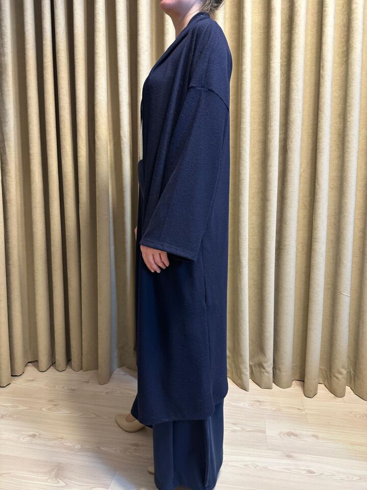 Velura Collection -  Salaş Kesim Uzun Kimono Hırka - Lacivert