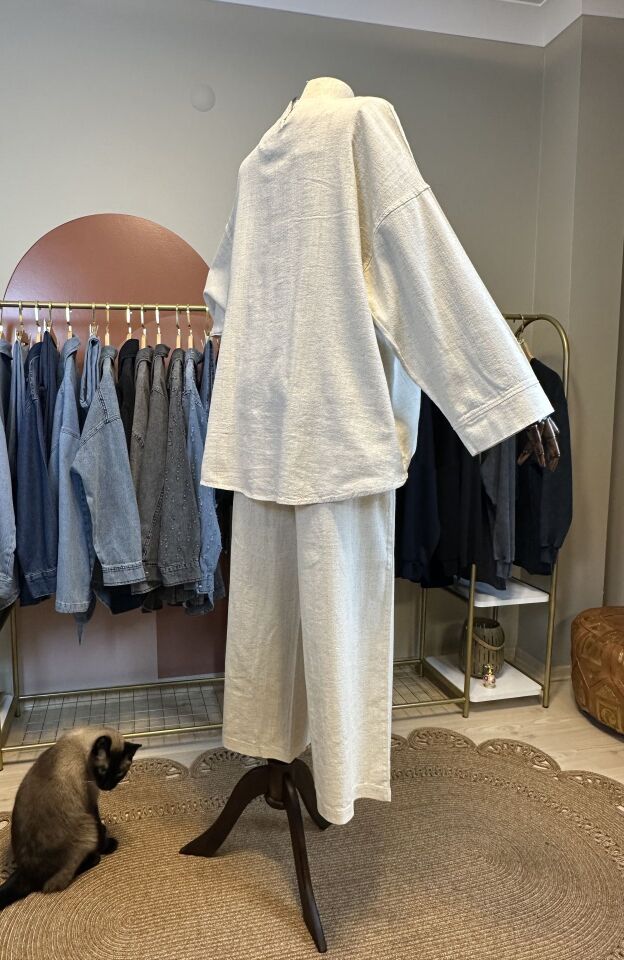 Velura Collection - Keten Görünümlü Takım - Natural