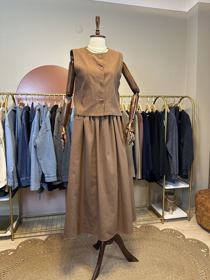 Velura Collection - Uzun Etek - Kahverengi