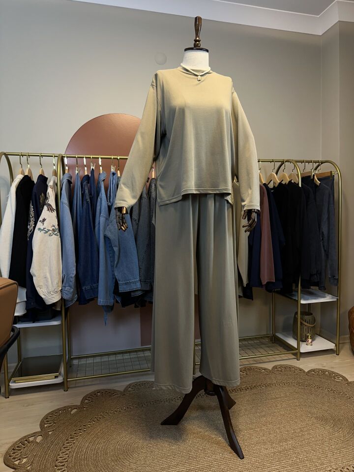 Velura Collection - Bol Pantolonlu Takım - Haki