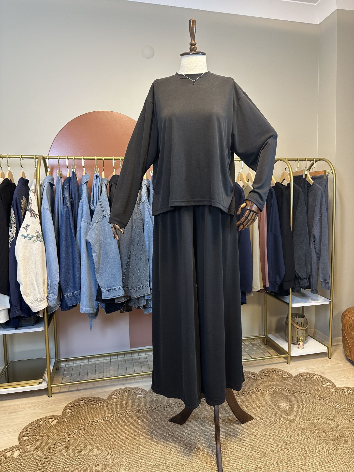 Velura Collection - Bol Pantolonlu Takım - Siyah