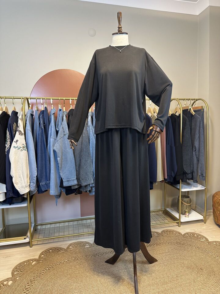 Velura Collection - Bol Pantolonlu Takım - Siyah
