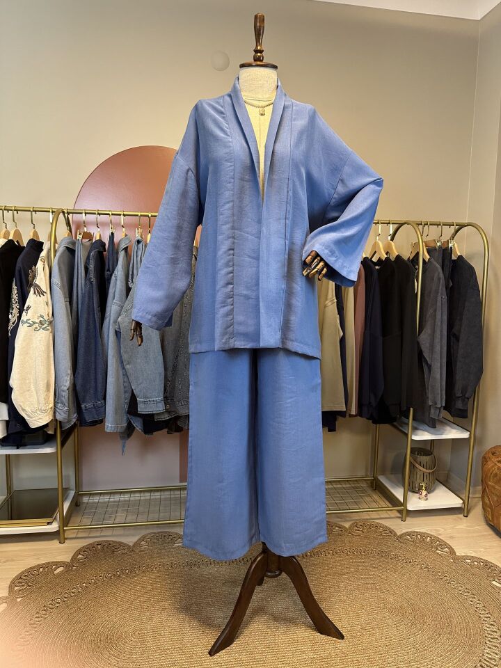 Velura Collection - Mavi Kimono Takım