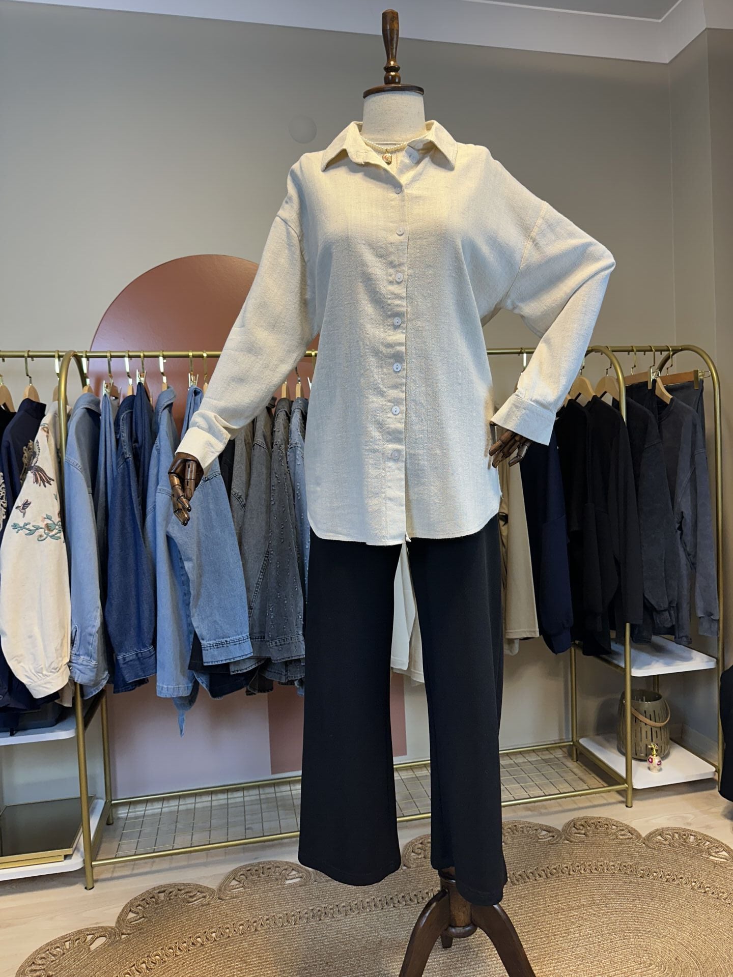 Velura Collection - Belden Bağlamalı Gömlek-Krem
