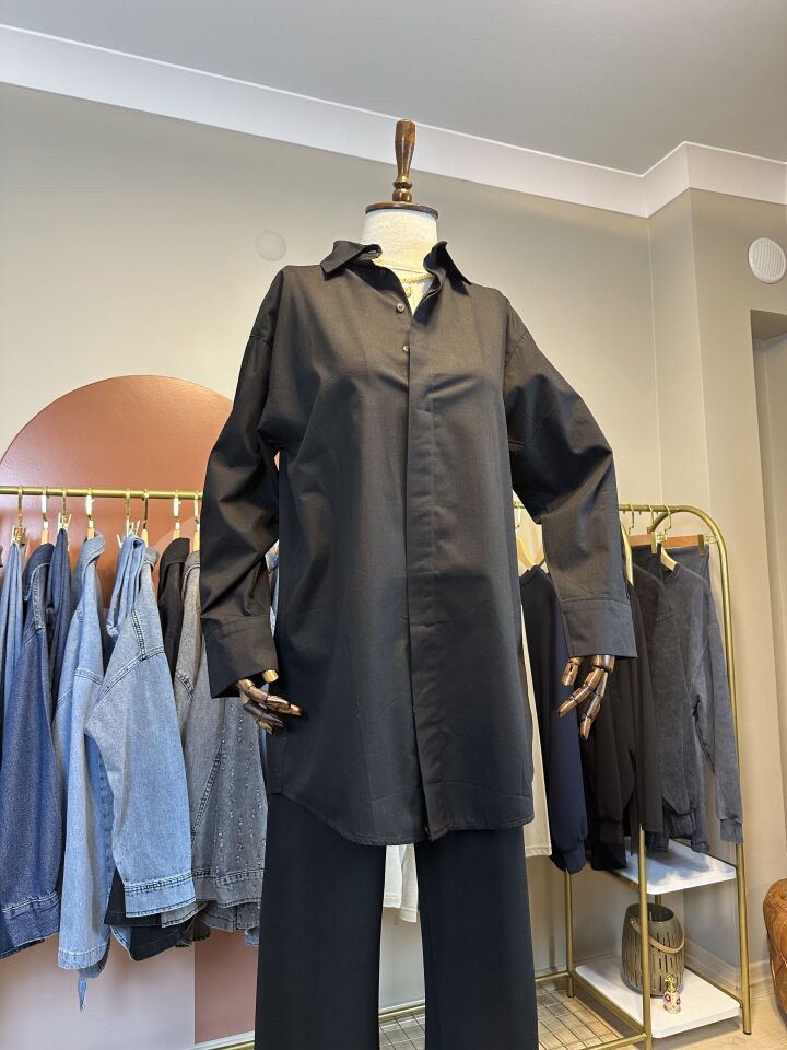 Velura Collection - Siyah Pamuklu Gömlek