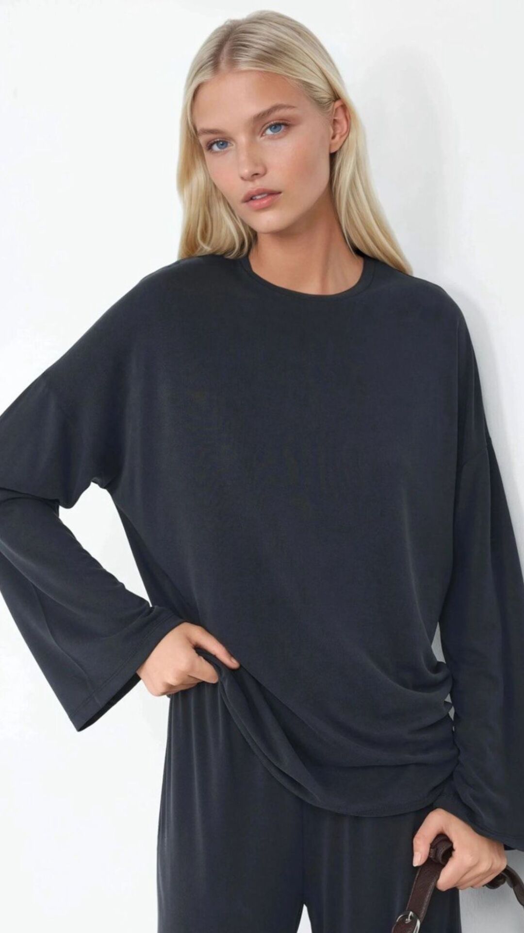 Velura Collection - Velura Collection Rahat Kesim İkili Takım – Uzun Kollu Üst & Bol Paça Pantolon