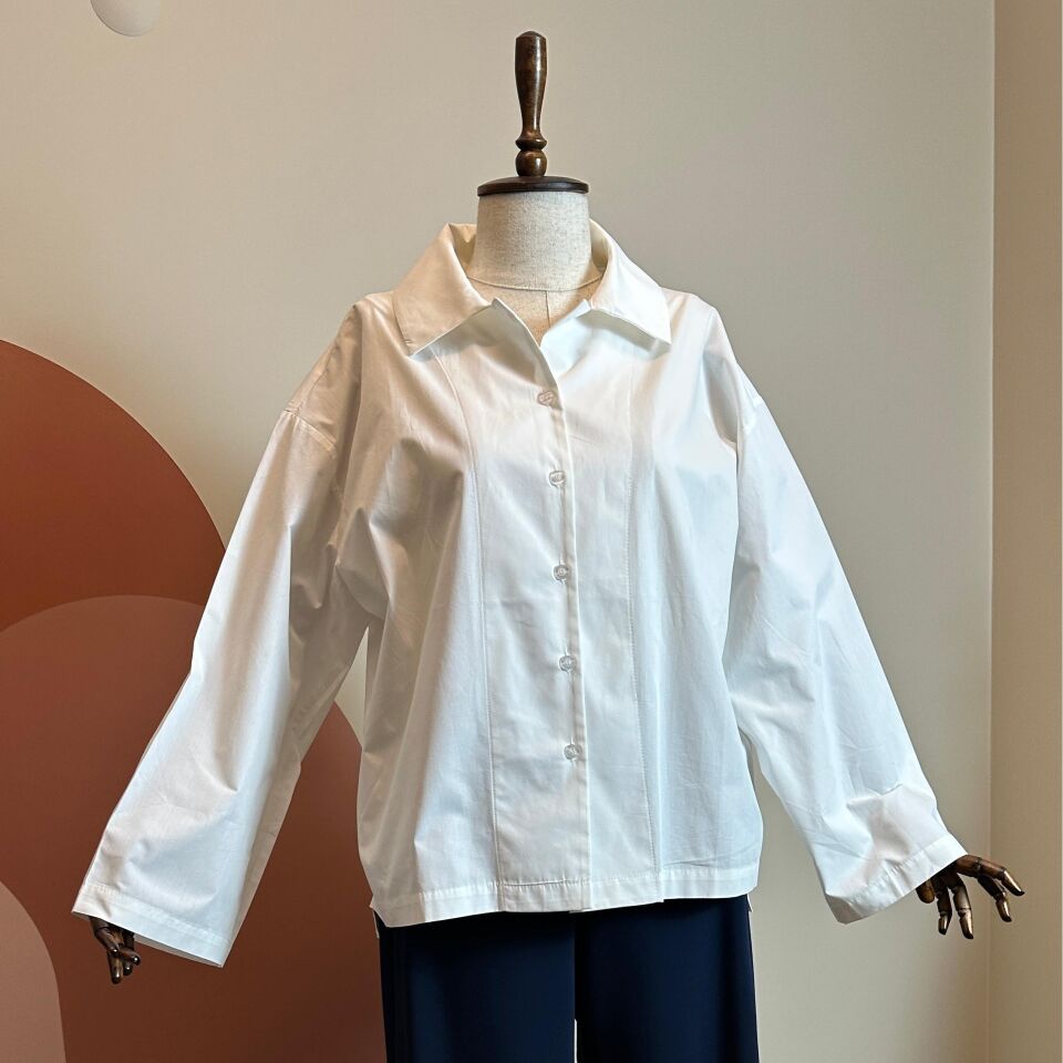 Velura Collection - Kadın Beyaz Oversize Poplin Gömlek – Salaş Kesim Uzun Kollu
